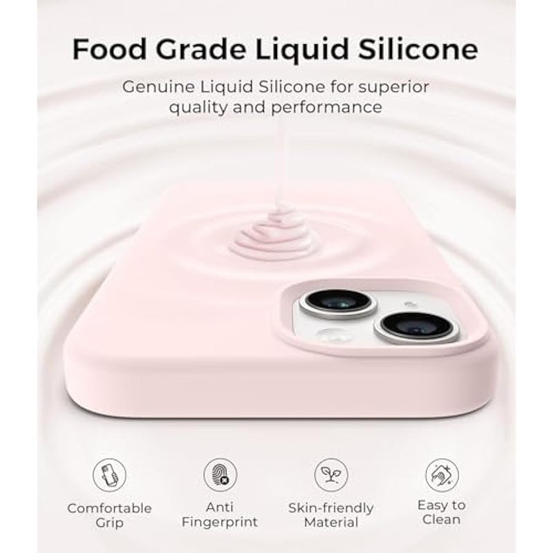 Compatible with iPhone 14 Case, Full Body Food-Grade Silicone Wear-Resistant, Anti-Drop Protection with Soft Anti-Scratch Microfiber Lining Phone Case for iPhone 14, 6.1 inch, Chalk Pink - Image 4